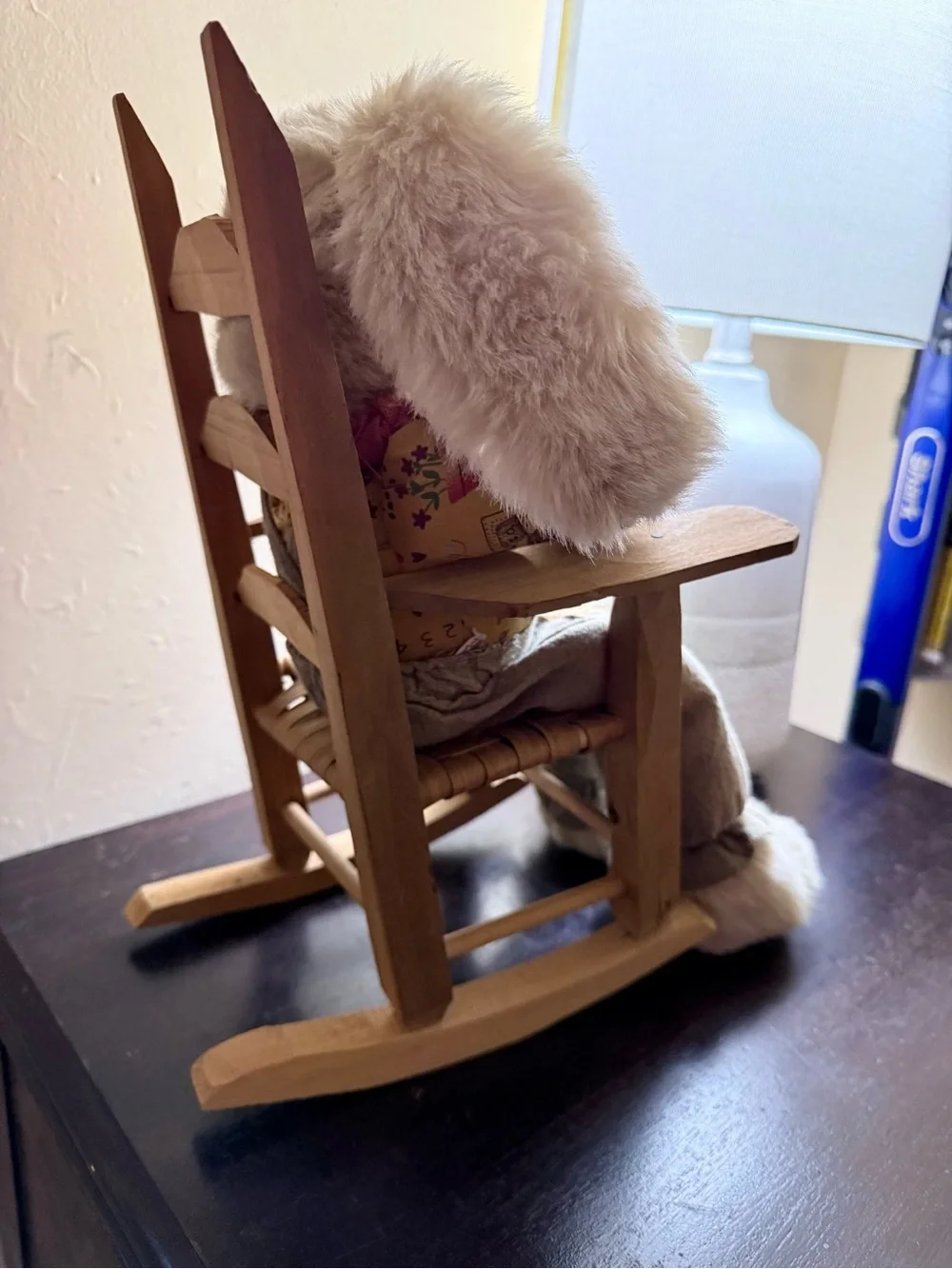 Wooden Rocking Chair Figurine in Natural Brown